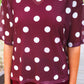 PREORDER- Emma Mesh Tee- Burgundy Polka Dot