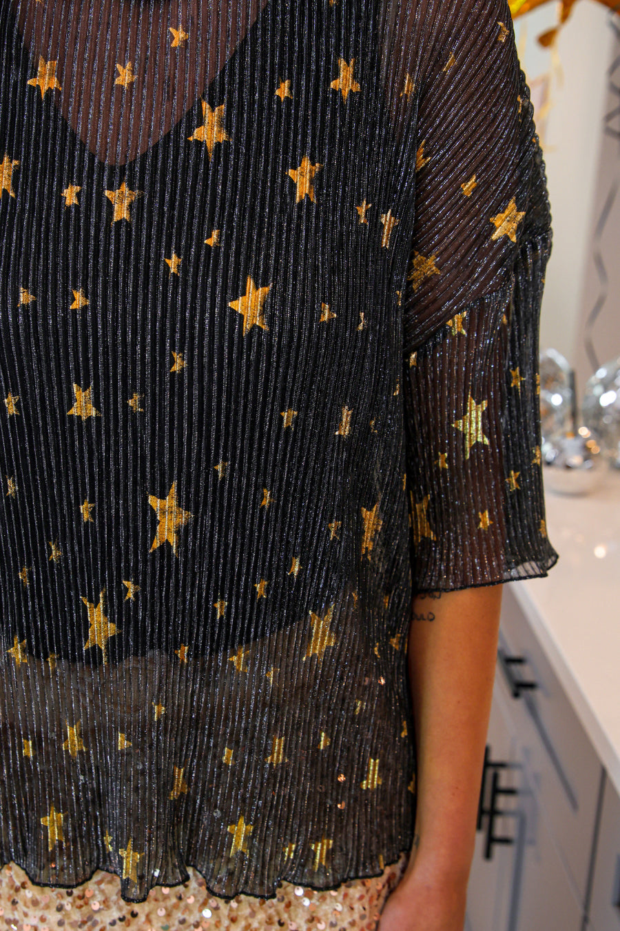 PREORDER- Chasing Stars Mesh Top- Black