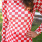 PREORDER- Alyssa Mesh Top- Red Checkered