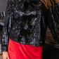 PREORDER- Betty Bow Top - Black Sequin
