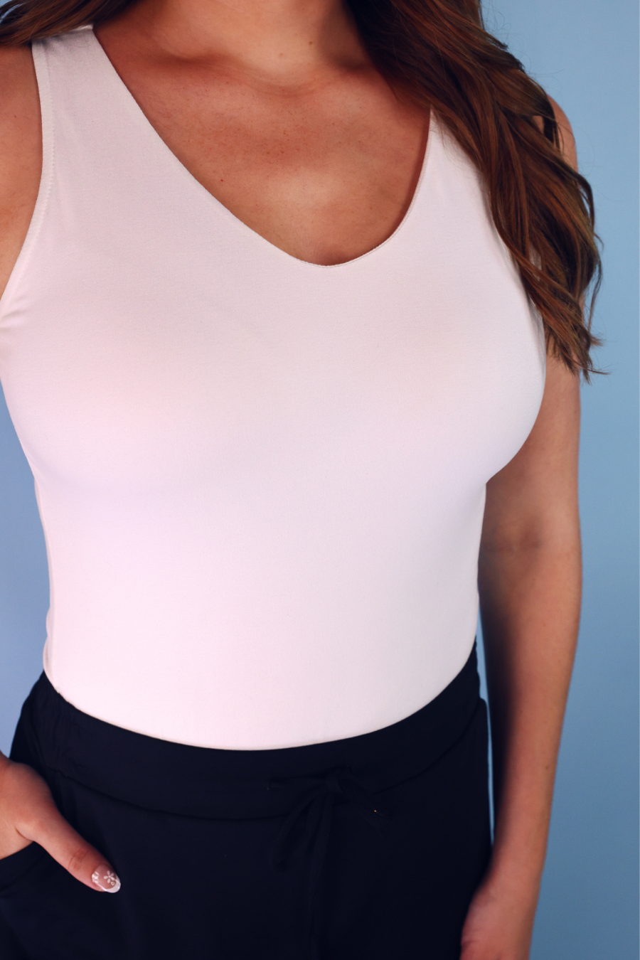 PREORDER- Haven V-Neck Bodysuit- White