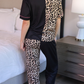 PREORDER- Double Take Leopard Ruffle Pajama Set
