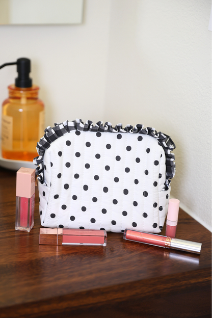 PREORDER- Gingham Polka Dot Quilted Ruffle Bag