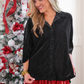 PREORDER- Prim Button Up Velvet Top- Black