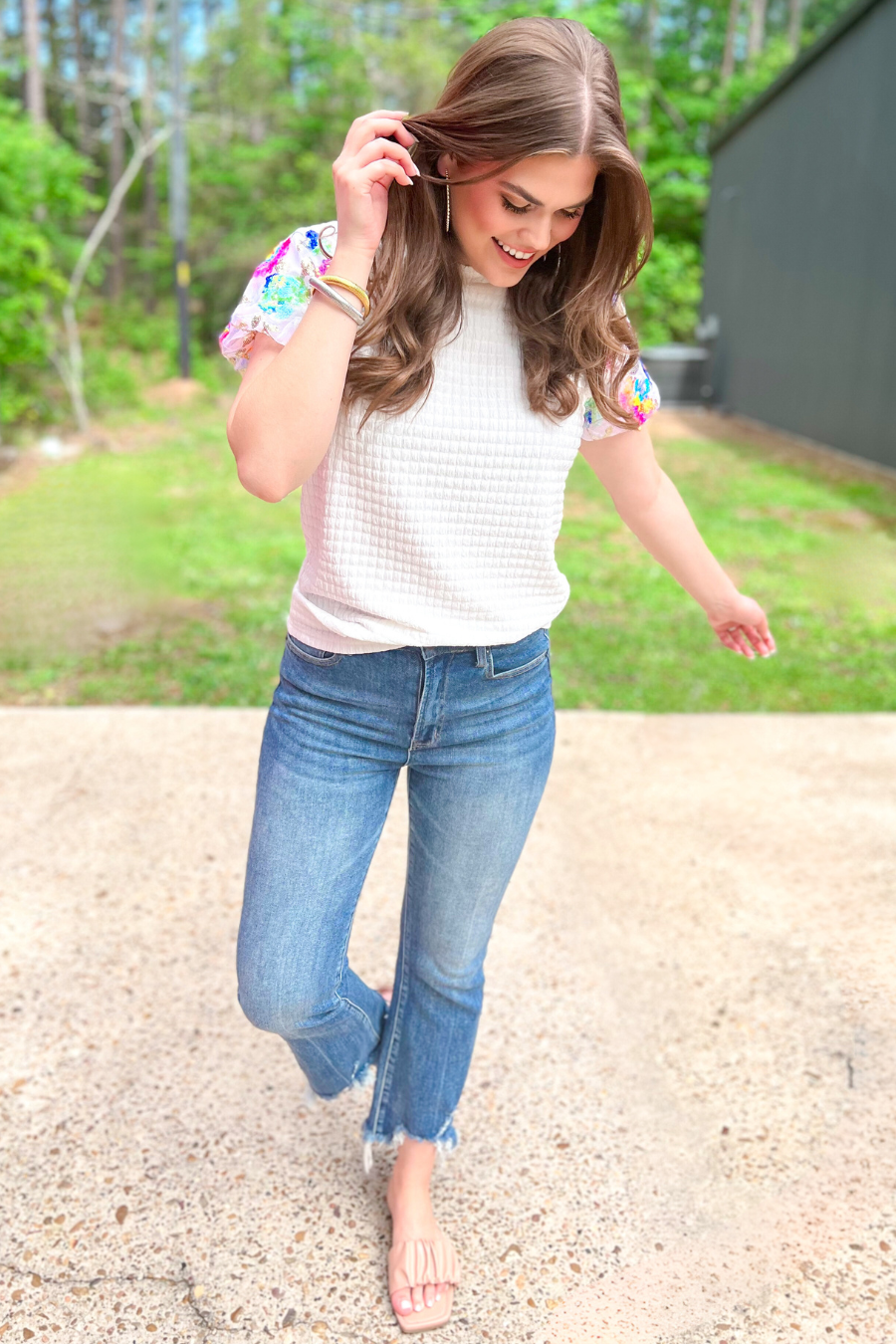 Kristin Sequin Sleeve Top