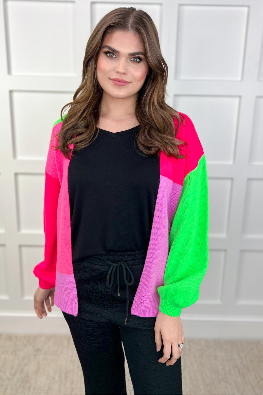 Happy Vibes Color Block Cardigan