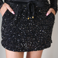 PREORDER-Velvet Hour Sequin Skort- Black