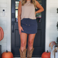 PREORDER Well Loved Ribbed Skort- Navy
