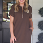 PREORDER- Ezra Textured Zipper Dress- Chocolate