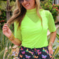 PREORDER- Kora Short Sleeve Mesh Top- Neon Lime