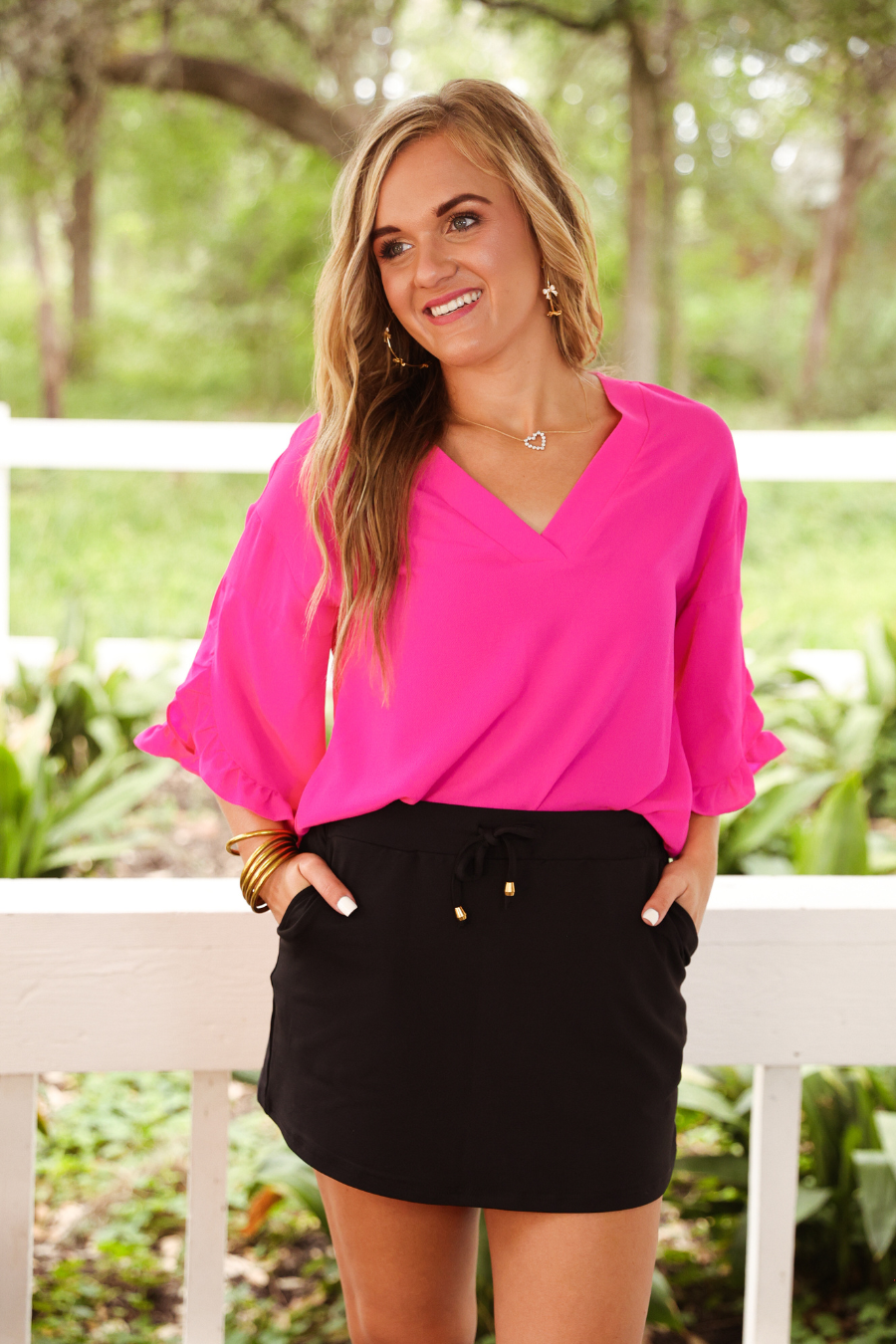 Amy Ruffle Sleeve Top, Pink