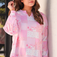 PREORDER- Riley French Terry Pullover- Pink Patchwork