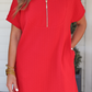 PREORDER- Ezra Textured Zipper Dress- Red