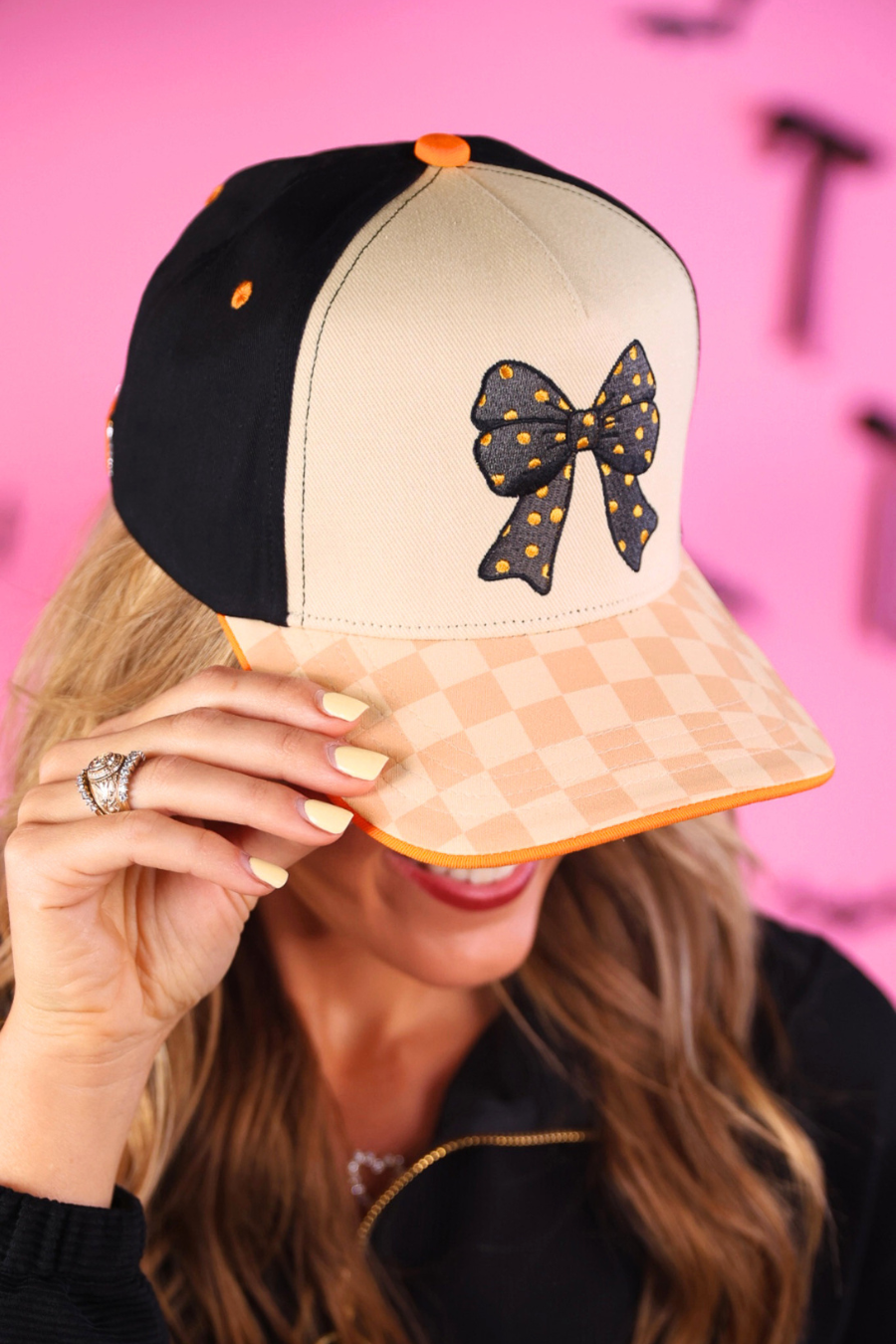 PREORDER- Spooky Sweet Checkered Bow Hat