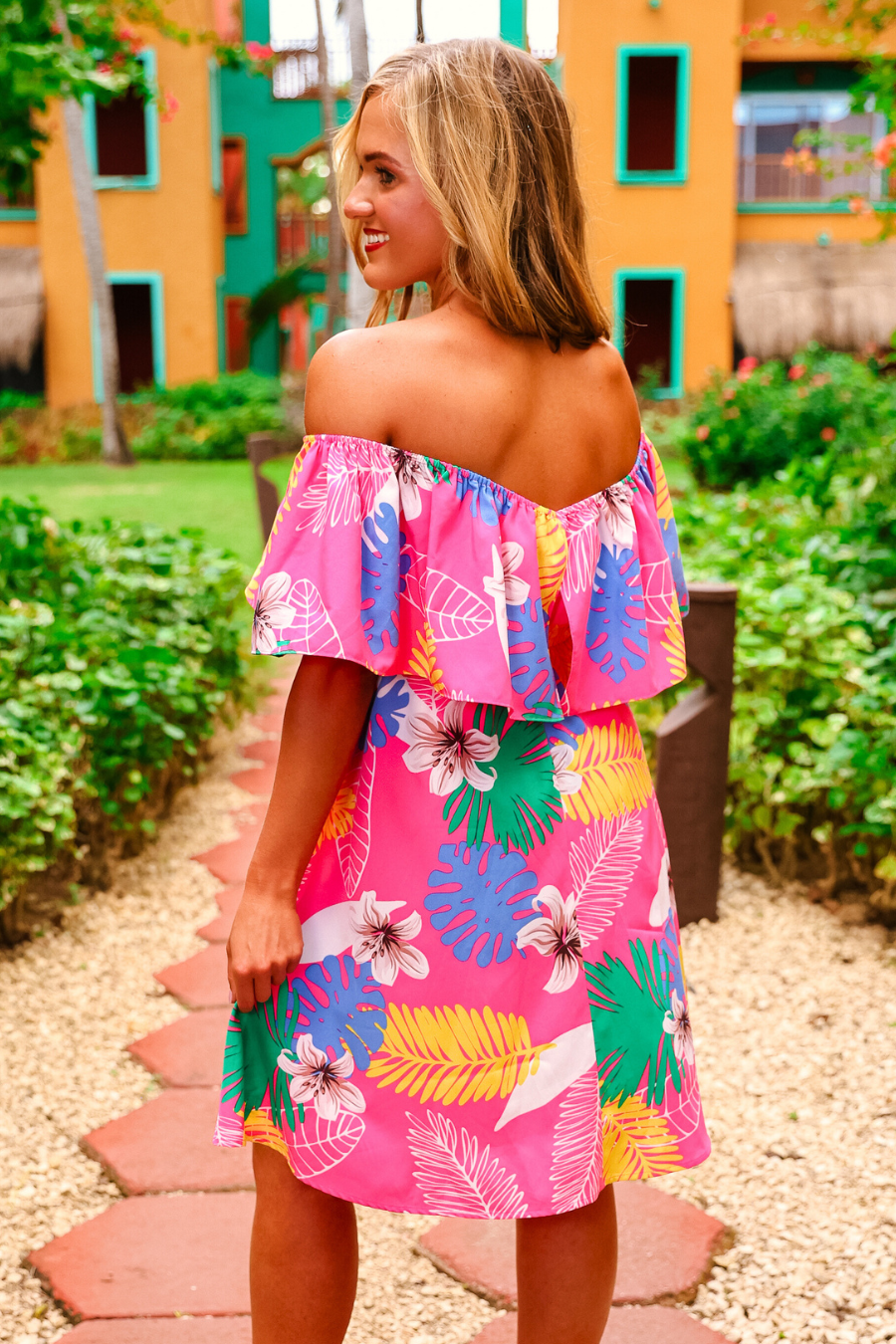 Truly Tropical Off The Shoulder Dress