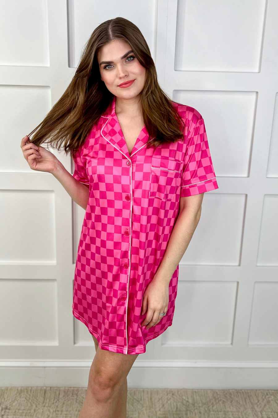 Queen Of Comfort Sleep Shirt - Checked Out - Jess Lea Wholesale