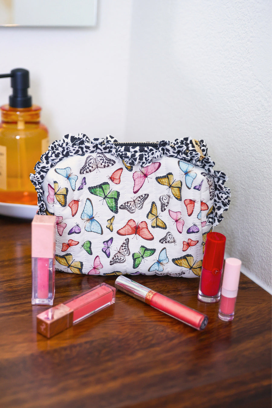 PREORDER- Butterfly Bliss Quilted Ruffle Bag
