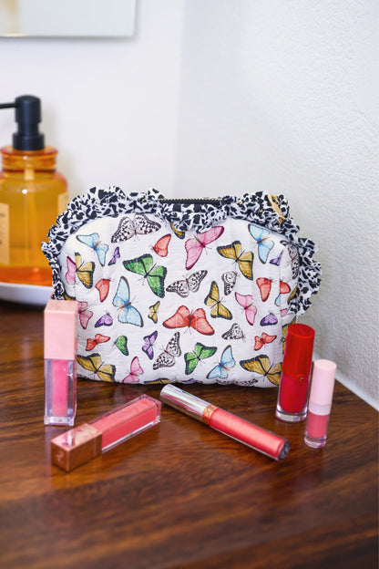 PREORDER- Butterfly Bliss Quilted Ruffle Bag