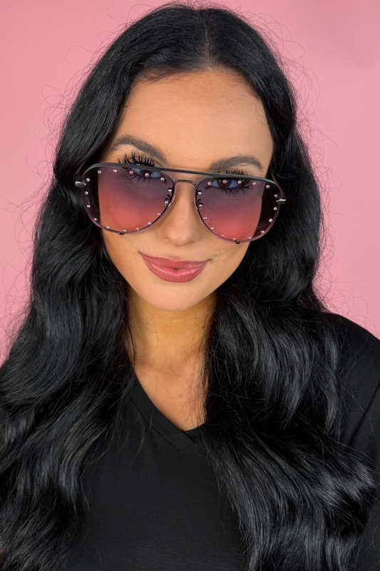 Hollywood Studded Aviator Sunglasses