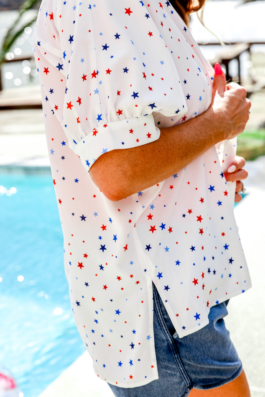 PREORDER- Sutton Button Up Top- Patriotic Stars