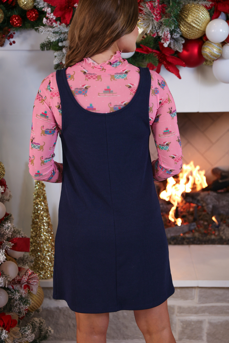 PREORDER-Rory Ribbed Jumper Dress- Navy