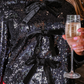 PREORDER- Betty Bow Top - Black Sequin