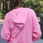 Kayla Luxe Hooded Quarter Zip Pullover- Light Pink