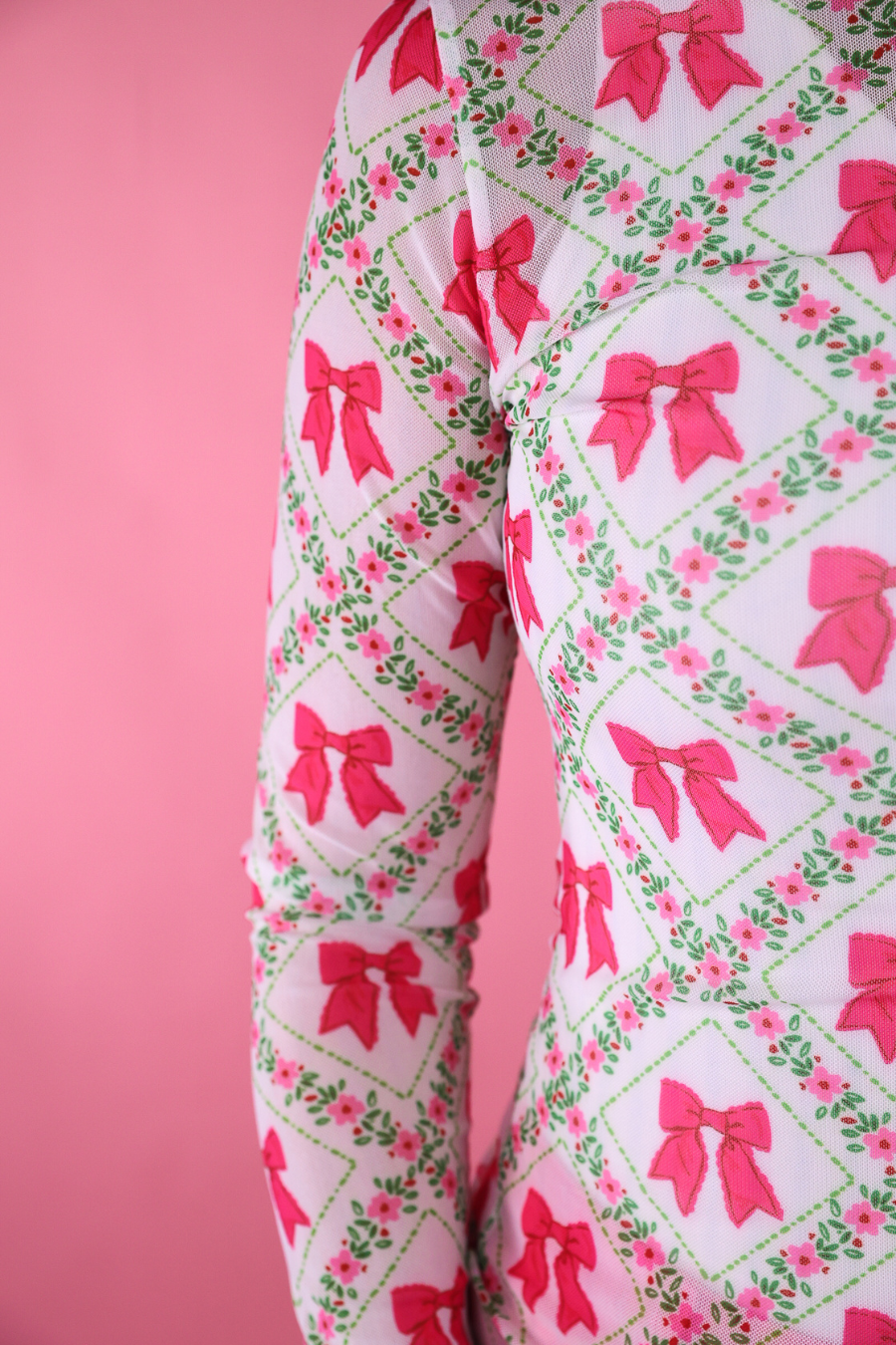 Keigan Mesh Top- Pretty Lattice Bow