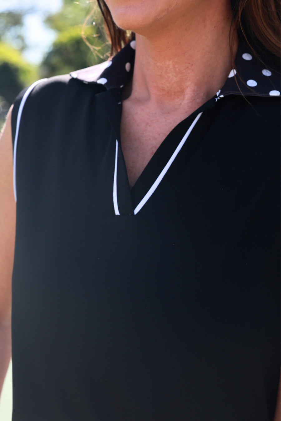 Everyday Polo Tank- After Dark Polka Dot