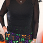Mallory Mesh Glitter Top, Black