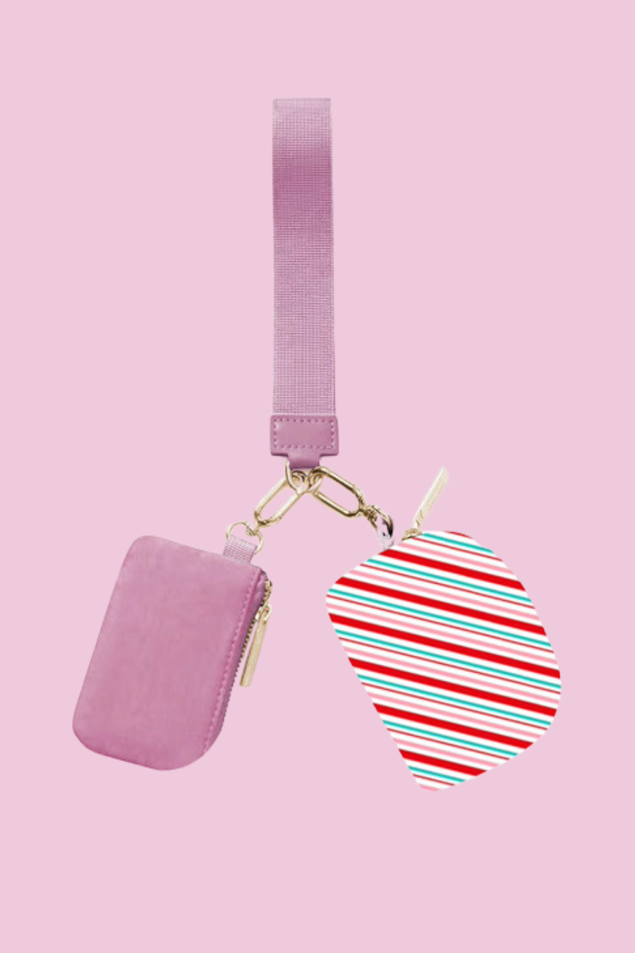 Double Pouch Wristlet- Candy Stripes
