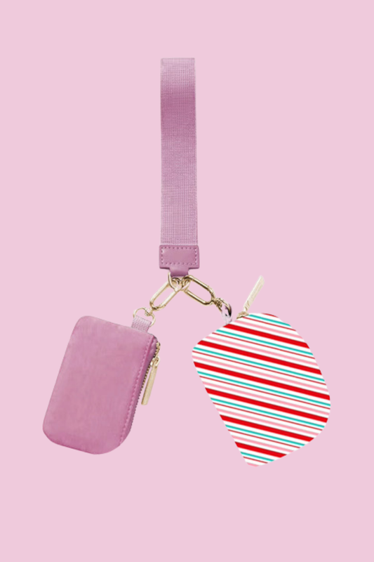 Double Pouch Wristlet- Candy Stripes