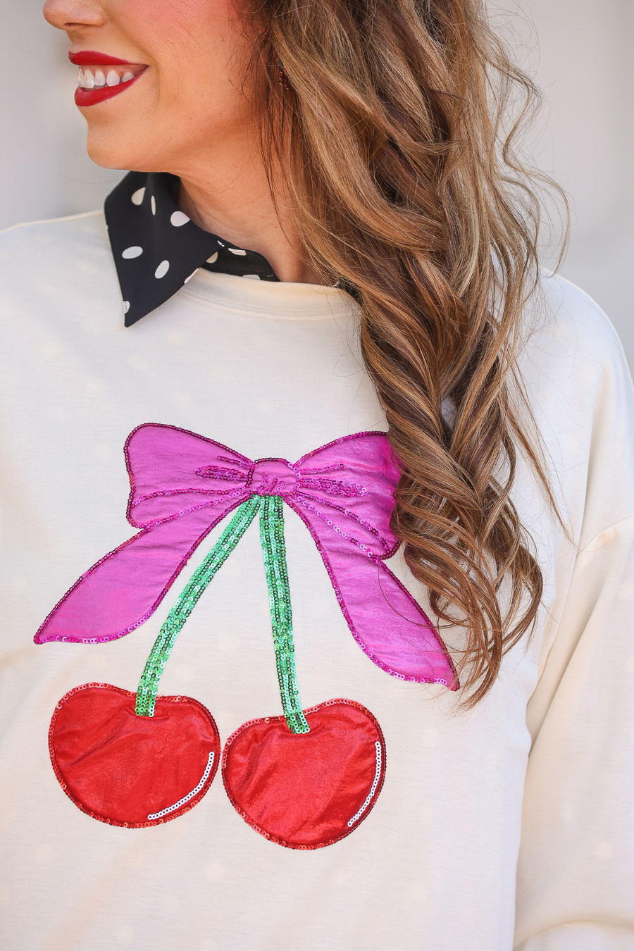 PREORDER- Cherry Bow Luxe Pullover