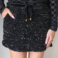 PREORDER-Velvet Hour Sequin Skort- Black