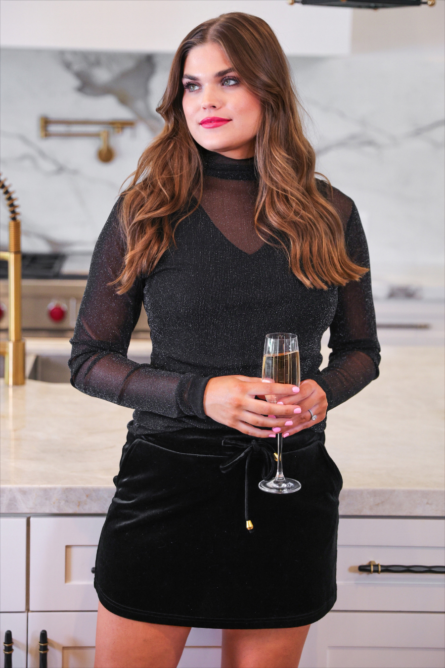 PREORDER- Keigan Mesh Top- Black Glitter