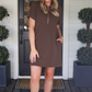 PREORDER- Ezra Textured Zipper Dress- Chocolate