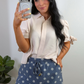 PREORDER- Refined Denim Stretch Skort- Polka Dot