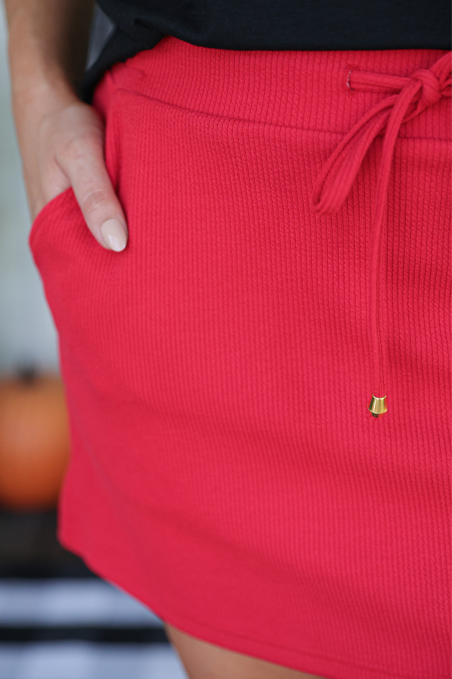 PREORDER Well Loved Ribbed Skort, Red