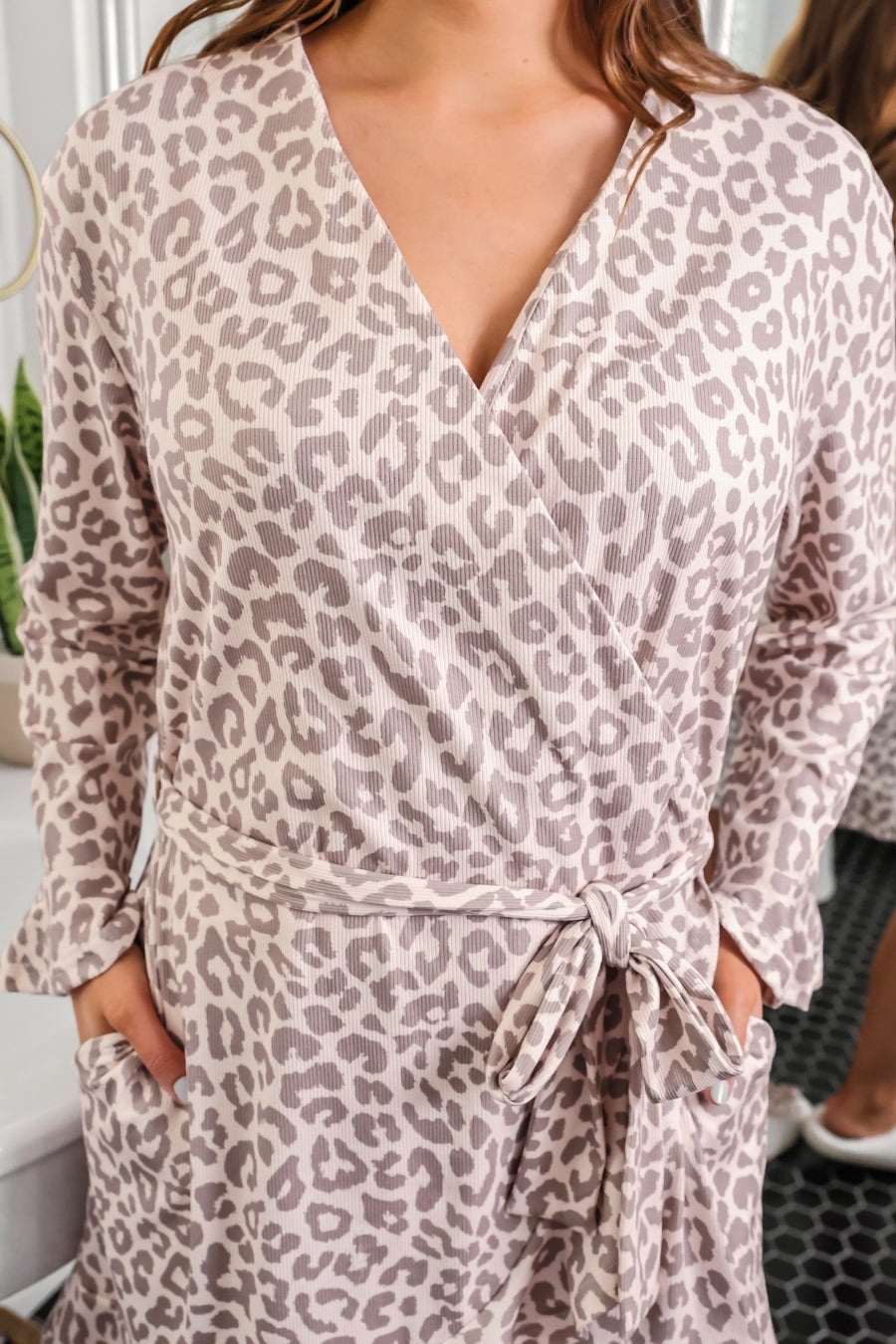 PREORDER- Almost Ready Ribbed Robe- Bella Leopard