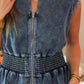PREORDER- Refined Denim Peplum Top- Light Wash