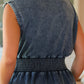 PREORDER- Refined Denim Peplum Top- Light Wash