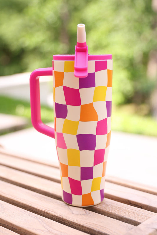 PREORDER- Groovy Checkered Sleek Tumbler