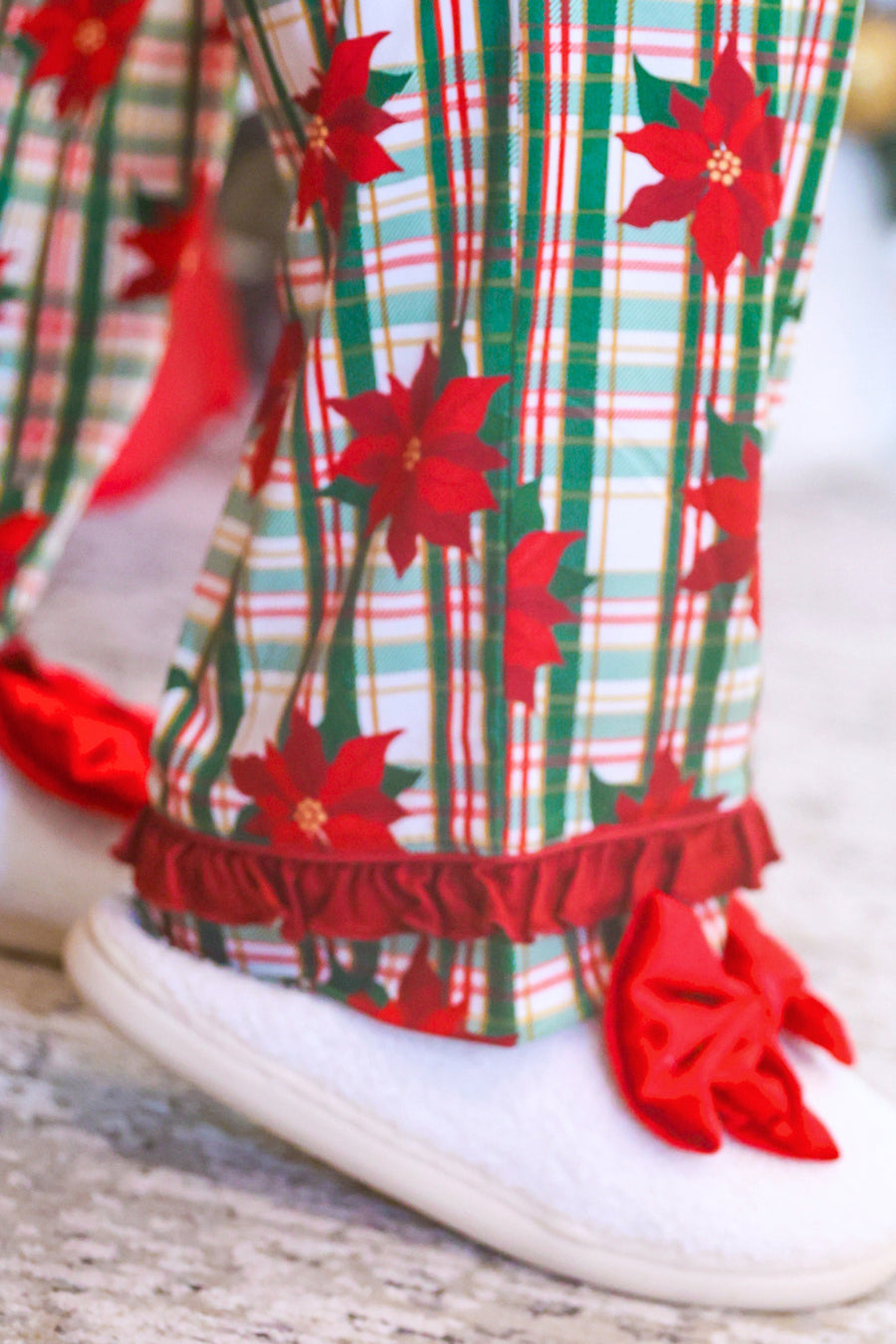 PREORDER- Plaid Poinsettia Ruffle Pajama Set