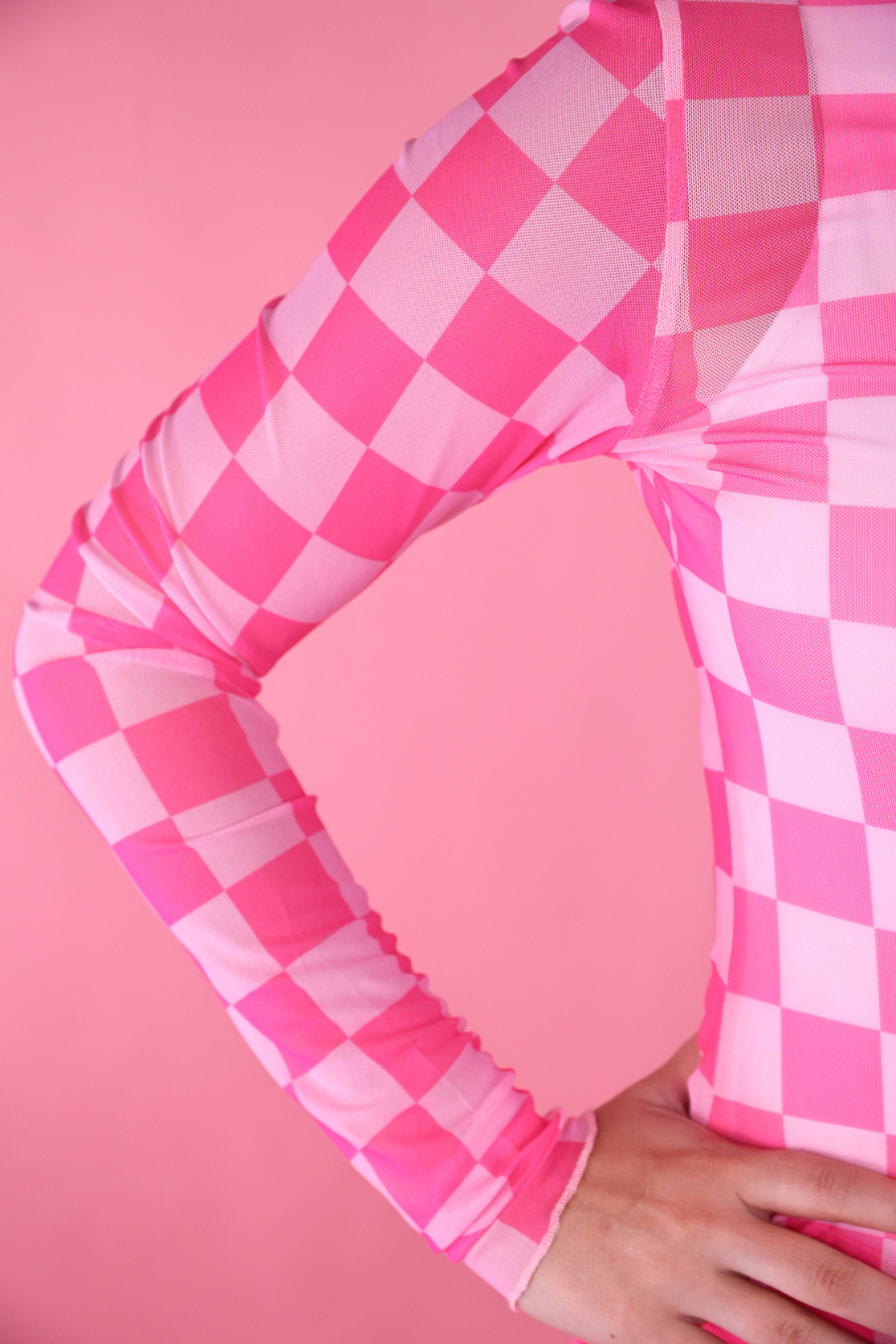 Keigan Mesh Top- Bubblegum Checkered