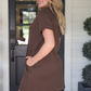 PREORDER- Ezra Textured Zipper Dress- Chocolate