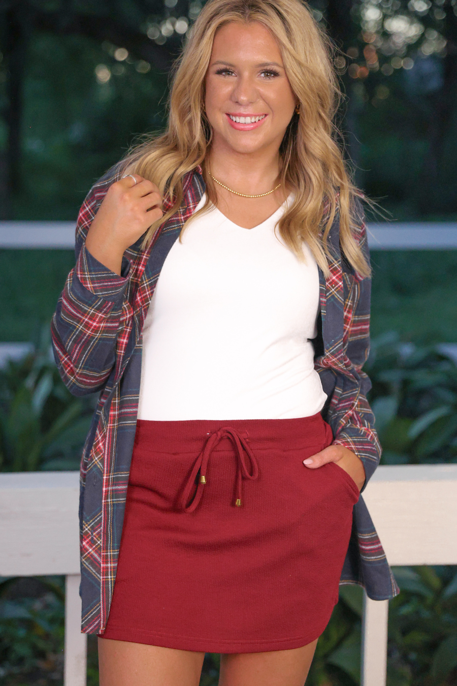 PREORDER Well Loved Ribbed Skort, Burgundy