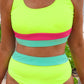 PREORDER- Shades of Summer Two Piece Swimsuit- Neon Lime