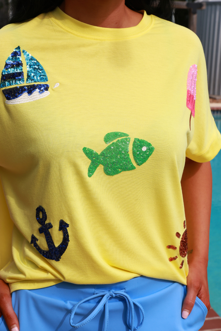 Set Sail Sequin Patch Top
