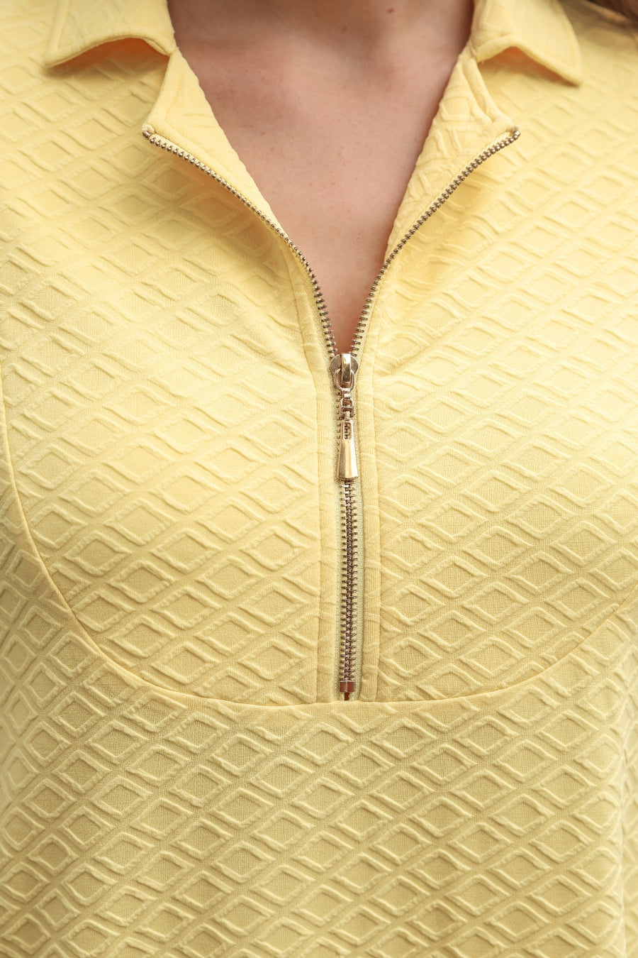 Ezra Textured Zipper Dress- Butter Yellow