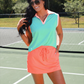 Everyday Polo Tank- Mint/Coral